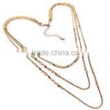 Antique Gold Color Triple Three Layers Simple Chain Necklace thumbnail-2