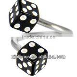 Black DICE Spiral Twister Belly Ring& SBR Rings&cheap Ear Gauge Plugs thumbnail-1