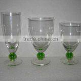 Green Solid Color Bead Wine Glass thumbnail-1