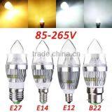 Sliver 3x1w E14 E27 B22 E12 3W Led Candle Light