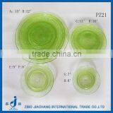 Green Glass Dinner Plates With Flower Design thumbnail-1