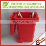 Red Color Logo Printed Dustbin Pen Holder thumbnail-1