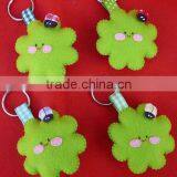 New Hot Sale 2017 Innovative Key Ring Small Green Flower Product Promotional Gift Craft Felt Wholesale Keychain Made in China thumbnail-1