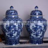 Customized Blue and White Porcelain Hand Painted Dragon Temple Ginger Jars thumbnail-5