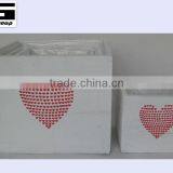 White Wash Square Wooden Flower Pots thumbnail-1