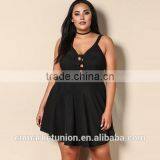 2017 Hot Sale Plus Size Deep V-neck Sexy Dress Clothing for Fat Women thumbnail-1