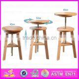 Top Quality Can Adjustable Height Wooden Simple Spiral Swivel Lifting Stool W08G147 thumbnail-1