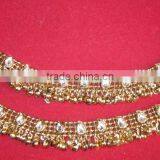Gold ANTIQUE LOOK Kundan Payal ANKLETS Pair Foot Bracelet thumbnail-2