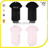 Longline Cutting Tshirts Plain Thin Embroidery Logo Women T Shirt thumbnail-2