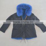 Myfur Hot Sale Black Cotton Women Men Parka With Real Black Raccoon Fur Collar Trimmed Hood thumbnail-4