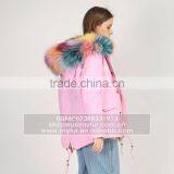 Myfur Pink Shell Fashion Lady Parka Jacket With Real Fur Lining Fox Body Fur Hood thumbnail-3