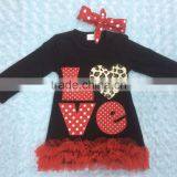 HOT!!! Best Valentine Seller Baby Girls Leopard Heart Dress Valentines Dress With Matching Headband thumbnail-1