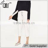 Peg-leg Trousers Cotton White Pants for Women thumbnail-1