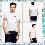 Soild White Heart Embroidery 0-Neck T Shirts for Man thumbnail-5