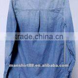 100% Cotton Washed Women's Top Blouses Denim Shirts With 2 Pockets and Snap Buttons thumbnail-2