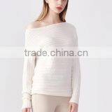 Factory Wholesale Wide Neck Cotton Knit Pattern Pullover Sweater Design for Women thumbnail-3