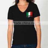 Flag Embroider T-shirt v Neck for Women thumbnail-1