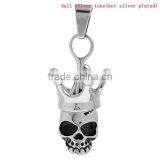 Stainless Steel Charm Pendants Crown Halloween Skull Silver Tone 4.3cmx1.8cm thumbnail-1