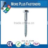 Made in Taiwan stainless steel lag screw wood screw hex lag bolt