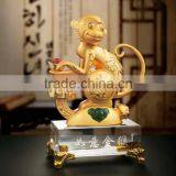 NEW Style High Quality Beautiful Gold Plated Monkey With Crystal Base For Business Gift thumbnail-3