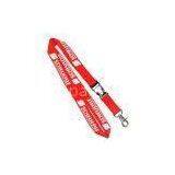 Red ID Neck Lanyard With Strong Metal Hook , Silk Screen Logo