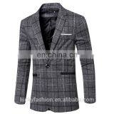 New Arrival Mens Korean Slim Fit Fashion Cotton Plaid Blazer Wholesale thumbnail-3