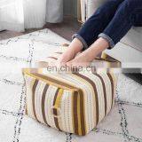 Home Decorative Comfortable Foot Stool Ottoman Cotton Woven Jacquard Square Pouf Ottoman thumbnail-1
