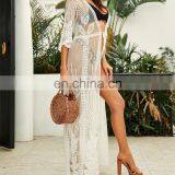 2019 сексуальная проницаемая летняя пляжная платье с собственным ремнем, прозрачное белое шелковое туника, женское пляжное платье-макси, сарафан для пляжа thumbnail-2
