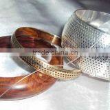 Two Tone Brass Color Bangle Set of 2 Pieces, Designer Metal Bangle 10276 thumbnail-5