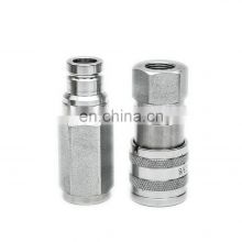 Flat face type female and male 1/2 inch ISO 16028 carbon steel hydraulic quick couplings for skid steer loader