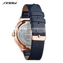 SINOBI Blue Leather Band Wrist Watches S9815G Chronograph Hand Watches Man Hollow Out Pointer Male Watch Montre Homme thumbnail-5