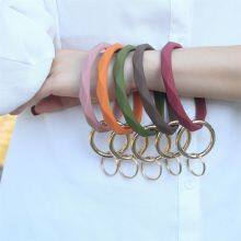 Car Keyring Silicone Bracelet Keychain Faceted Round Bangle Wrist Key Ring