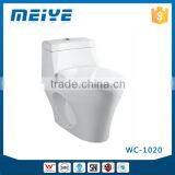 WC-1020 One-Piece S-Trap Toilet With Geberit or R&T Flush Valve & Soft Closer Seat Cover Ramp Down, Water Closet Toilet Bowl thumbnail-1