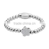 Silver Color 316L Stainless Steel 30Pcs Balls Beaded Wedding Bridal Crystal Charm Bracelet