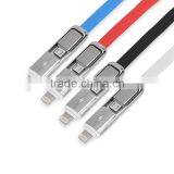Latest Fashion Fast Charging Data Cable 2 in 1 Flat Alumium USB Data Cable thumbnail-2