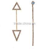 Vogue Chic Asymmetric Mismatched Rhinestone Gold Dangle Hanging Earrings thumbnail-1