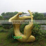 Bronze Abstract Playing Pipa Figure Sculpture