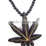 Hip Hop good leaf Pendants Men's Fashion Wood Rosary Chain Beads Necklaces