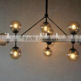 Glass Ball Pendant Lamp Loft Industrial Iron Hanging Lights Dining Room Decoration Lighting Fixture thumbnail-1