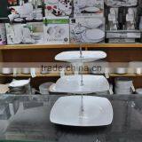 Porcelain Dinner Plates 3 Layers Porcelain Cake Set Different Shapes Cake Set With Metal Stand thumbnail-5