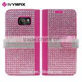 IVYMAX 2016 Lady Style Diamond Bling Leather Wallet Case for Samsung Galaxy S7/G930