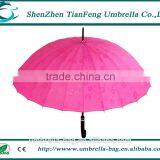 New Design Pink Straight Umbrella Meet Flower on the Rainy Day ! Best Gift for Ladies! thumbnail-1