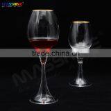 Manufacturer Wholesale Elegant Unusual Handmade Clear Red Wine Glass With Gold Sliver Rim With Speaker Bottom thumbnail-1