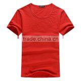 cheap100% polyester taffeta O-neck less than 1 dollar red t shirt