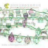 New arrival high fashon Semi precious stone natural rainbow fluorite teardrop shape beads 16"