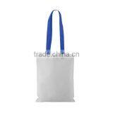 High Quality Portable Reusable White Shopping Bag With Colorful Handle thumbnail-3