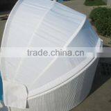 Beach Sun Bed Outdoor Rattan Round Daybed Black Wicker With Canopy thumbnail-4