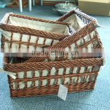 light coffe s/3 antique wicker basket for storage very popular in Europe