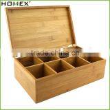 Eco-friendly Personalized Solid Bamboo Tea Box With Bamboo Lid/Homex_Factory