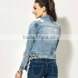 China Factory Supply Ripped Denim Jacket Women for Distress Denim Jacket Customization thumbnail-2